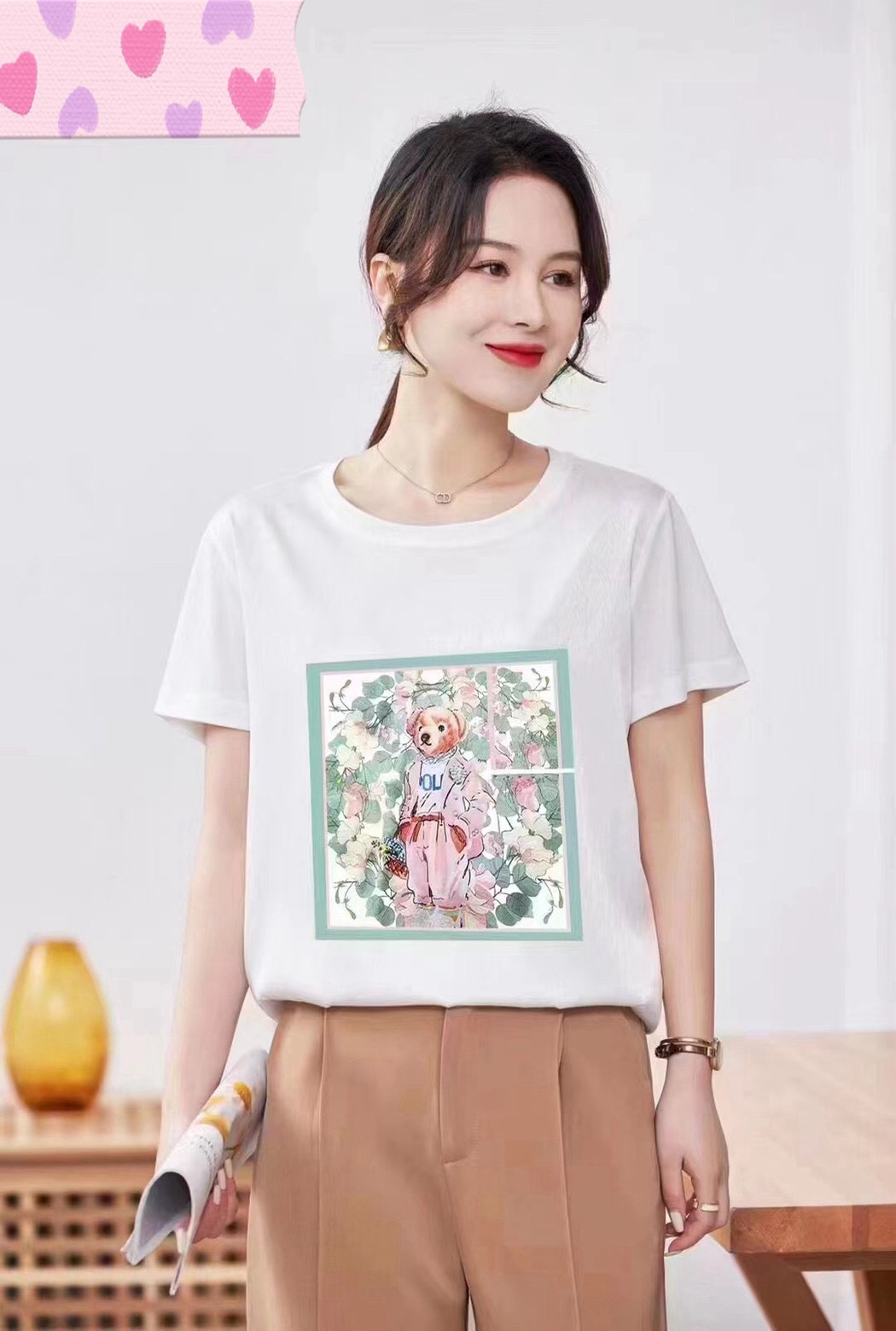 馥萊AB版真絲印花上衣-1540421179
