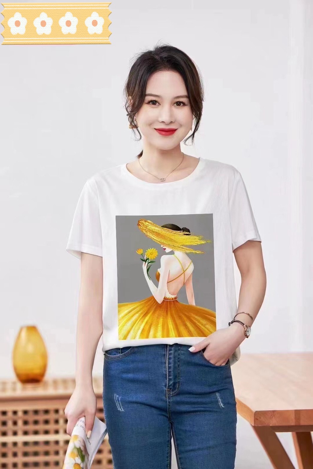 馥萊AB版真絲印花上衣-1540421198