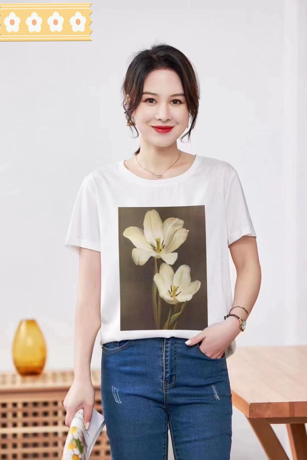 馥萊AB版真絲印花上衣-1540421205